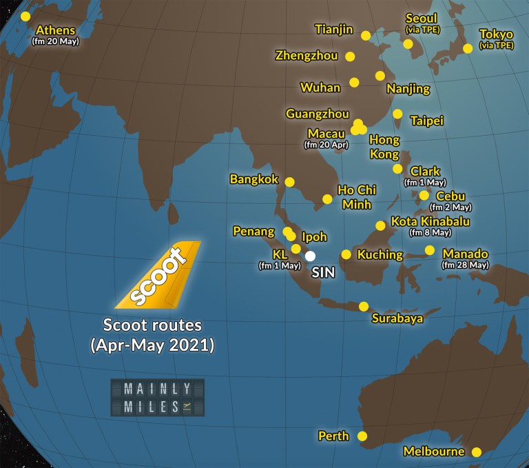 Scoot Operating Maps Scoot to Europe in May: Singapore-Athens is back - Mainly Miles