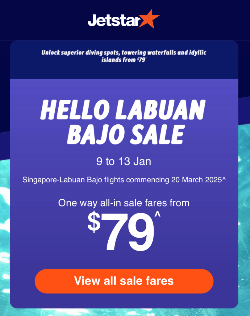 Jetstar launching non-stop Singapore - Komodo flights - Mainly Miles